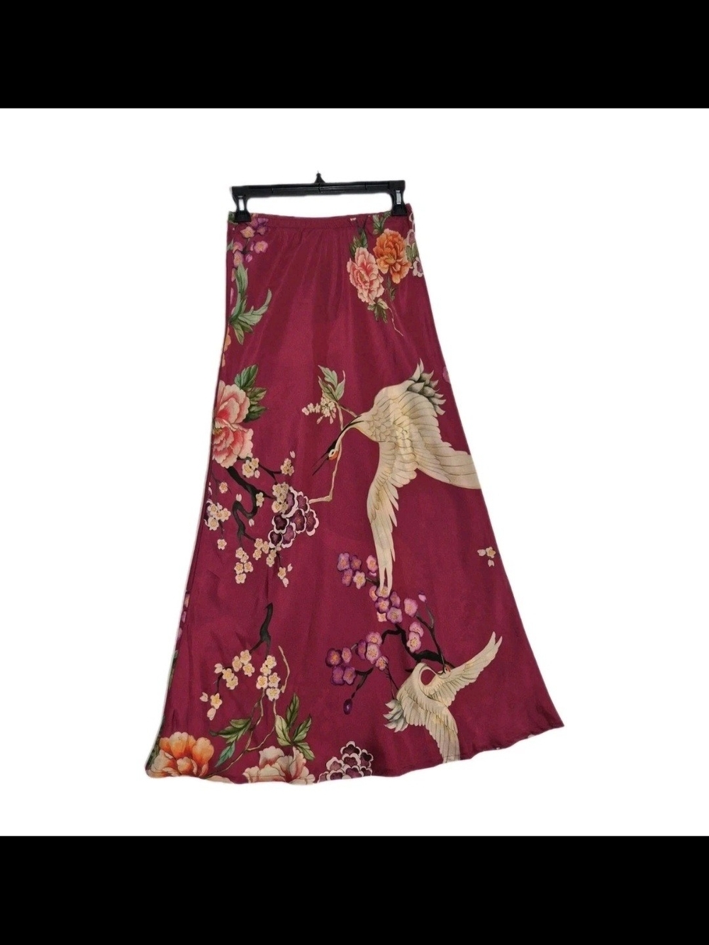 Bryn Walker Silk Skirt Women's Size XXS Burgundy Flora Animal Print Long NWT 44